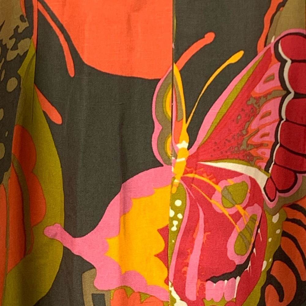 Trina Turk Silk Linen Blend Dress Womens 10 Tropical Floral Sleeveless V Neck - Picture 7 of 16